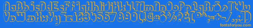 フォントChodaChado – オレンジ色の文字が青い背景にあります。