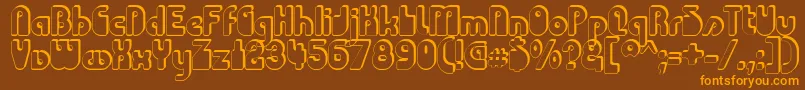 ChodaChado-Schriftart – Orangefarbene Schriften auf braunem Hintergrund