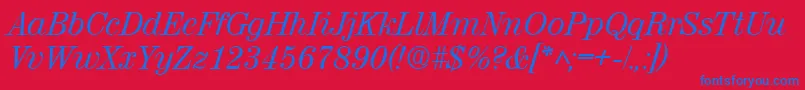 RubyscriptRegular Font – Blue Fonts on Red Background