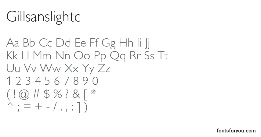 Шрифт Gillsanslightc – алфавит, цифры, специальные символы