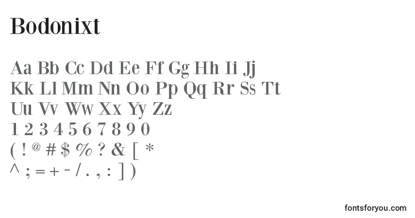 Schriftart Bodonixt – Alphabet, Zahlen, spezielle Symbole