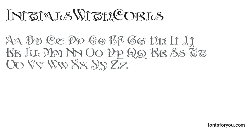 Шрифт InitialsWithCurls – алфавит, цифры, специальные символы