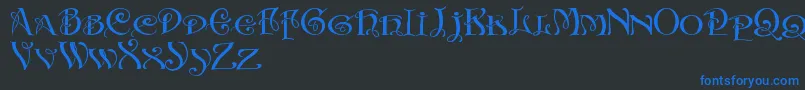 InitialsWithCurls Font – Blue Fonts on Black Background