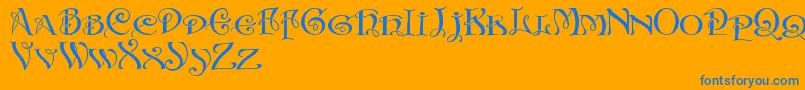 InitialsWithCurls Font – Blue Fonts on Orange Background