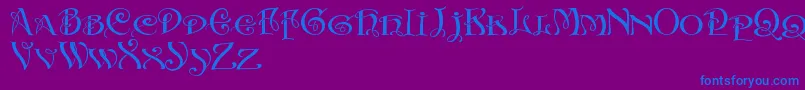 InitialsWithCurls Font – Blue Fonts on Purple Background