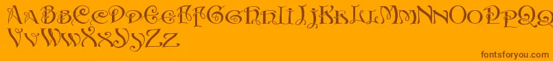 InitialsWithCurls-Schriftart – Braune Schriften auf orangefarbenem Hintergrund