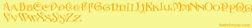 Więcej informacji o czcionce InitialsWithCurls Czcionka InitialsWithCurls – pomarańczowe czcionki na żółtym tle