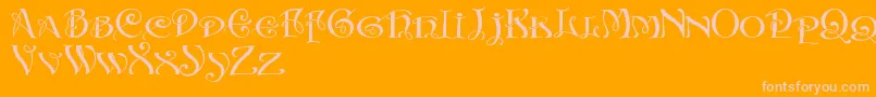 InitialsWithCurls-Schriftart – Rosa Schriften auf orangefarbenem Hintergrund