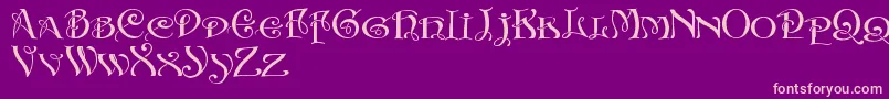 InitialsWithCurls-Schriftart – Rosa Schriften auf violettem Hintergrund