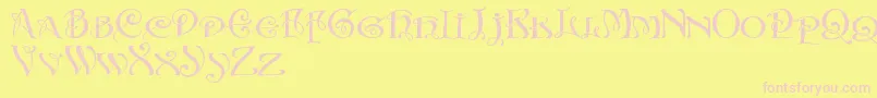 InitialsWithCurls Font – Pink Fonts on Yellow Background