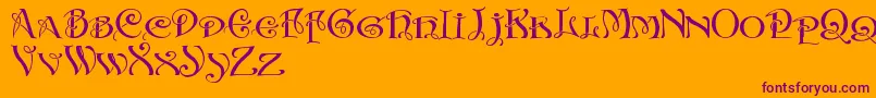 InitialsWithCurls-Schriftart – Violette Schriften auf orangefarbenem Hintergrund