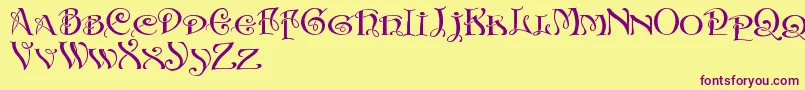 InitialsWithCurls Font – Purple Fonts on Yellow Background