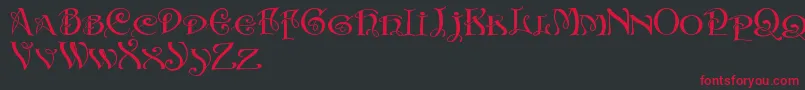 InitialsWithCurls Font – Red Fonts on Black Background