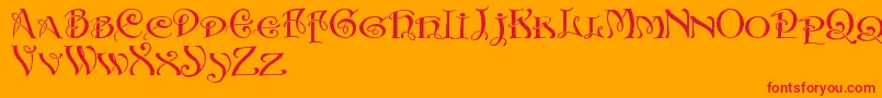 InitialsWithCurls Font – Red Fonts on Orange Background