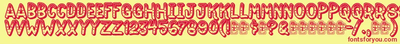 Czcionka Jokewood – czerwone czcionki na żółtym tle