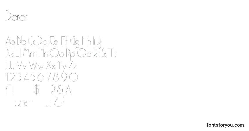 Czcionka Derer – alfabet, cyfry, specjalne znaki