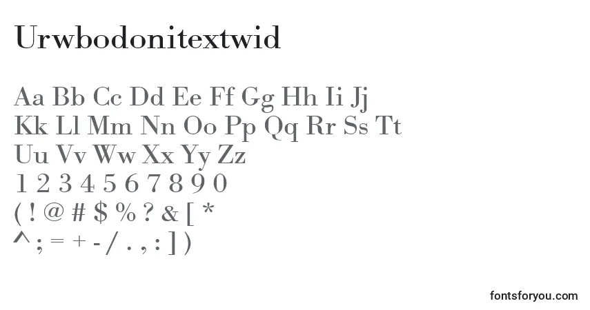 Schriftart Urwbodonitextwid – Alphabet, Zahlen, spezielle Symbole