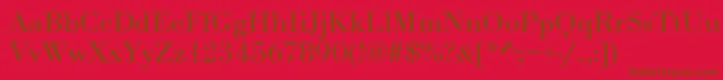 Urwbodonitextwid-Schriftart – Braune Schriften auf rotem Hintergrund