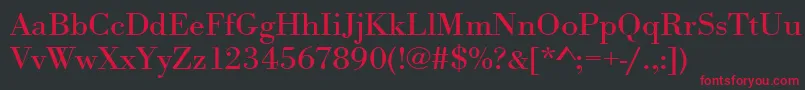 フォントUrwbodonitextwid – 黒い背景に赤い文字