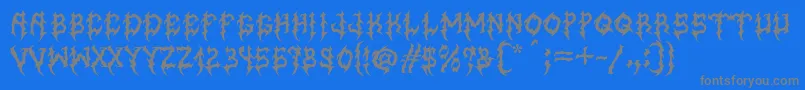 フォントMbGraveyardDesigns – 青い背景に灰色の文字