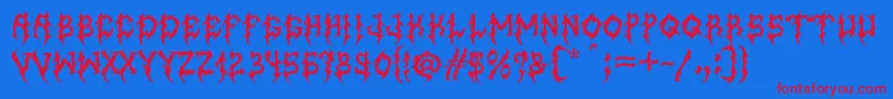 MbGraveyardDesigns-Schriftart – Rote Schriften auf blauem Hintergrund