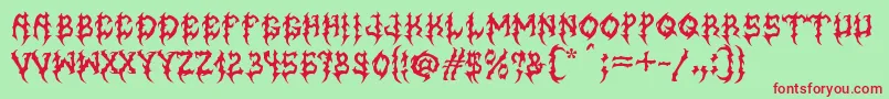 MbGraveyardDesigns Font – Red Fonts on Green Background