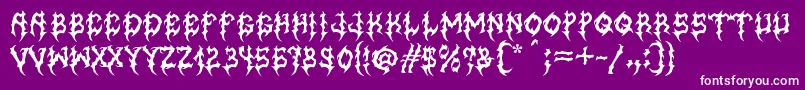 MbGraveyardDesigns-Schriftart – Weiße Schriften auf violettem Hintergrund