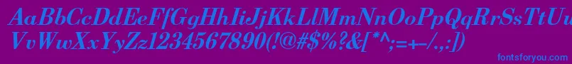 BerenisadfproBolditalic-Schriftart – Blaue Schriften auf violettem Hintergrund