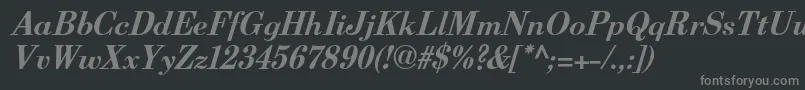 フォントBerenisadfproBolditalic – 黒い背景に灰色の文字