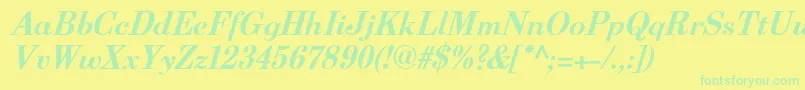 Fonte BerenisadfproBolditalic – fontes verdes em um fundo amarelo