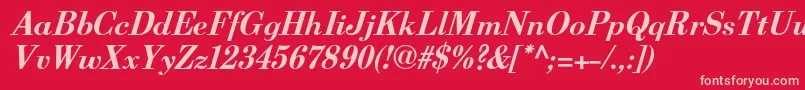 BerenisadfproBolditalic-Schriftart – Rosa Schriften auf rotem Hintergrund