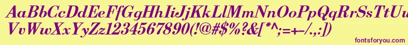 BerenisadfproBolditalic Font – Purple Fonts on Yellow Background