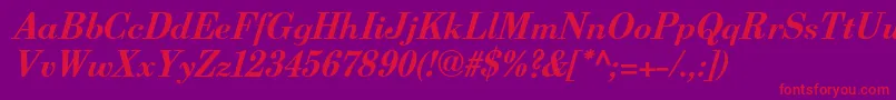BerenisadfproBolditalic-Schriftart – Rote Schriften auf violettem Hintergrund