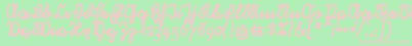 RastenburgBoldU1sy-fontti – vaaleanpunaiset fontit vihreällä taustalla
