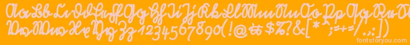 RastenburgBoldU1sy-fontti – vaaleanpunaiset fontit oranssilla taustalla