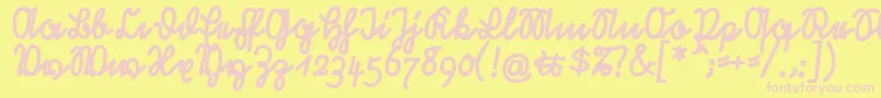 RastenburgBoldU1sy-fontti – vaaleanpunaiset fontit keltaisella taustalla