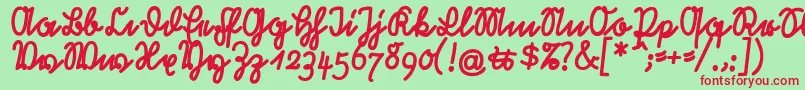 RastenburgBoldU1sy-Schriftart – Rote Schriften auf grünem Hintergrund