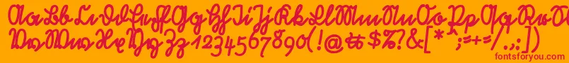 RastenburgBoldU1sy-Schriftart – Rote Schriften auf orangefarbenem Hintergrund