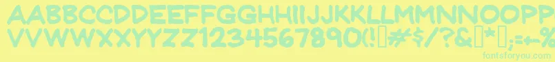 Jeffprnt Font – Green Fonts on Yellow Background