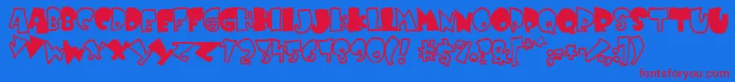 Kruffy ffy Font – Red Fonts on Blue Background