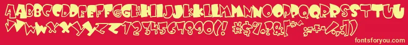 Kruffy ffy Font – Yellow Fonts on Red Background