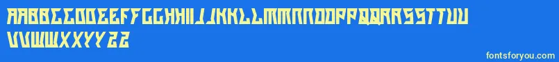 GilangCintaSabrina-fontti – keltaiset fontit sinisellä taustalla