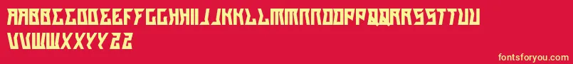 Fonte GilangCintaSabrina – fontes amarelas em um fundo vermelho