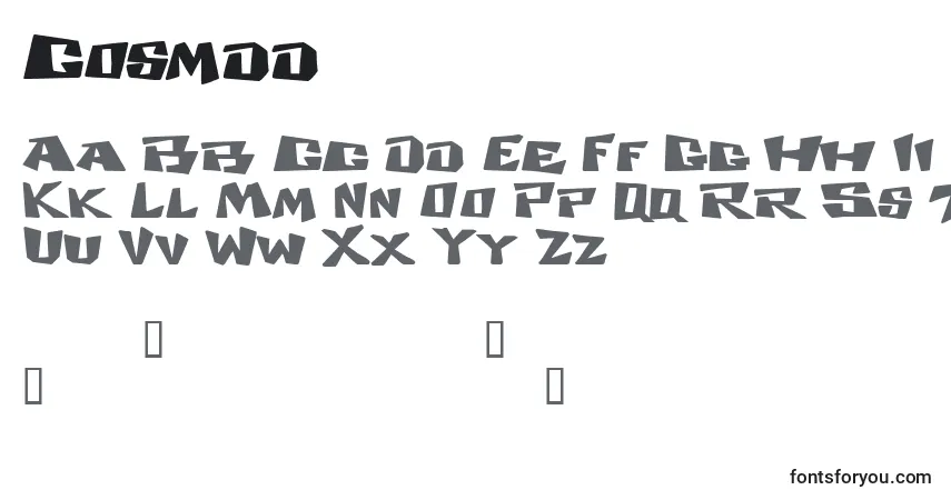 Czcionka Cosmdd – alfabet, cyfry, specjalne znaki
