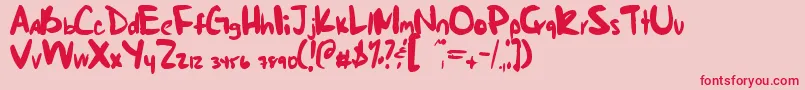 MarkieSFault-Schriftart – Rote Schriften auf rosa Hintergrund