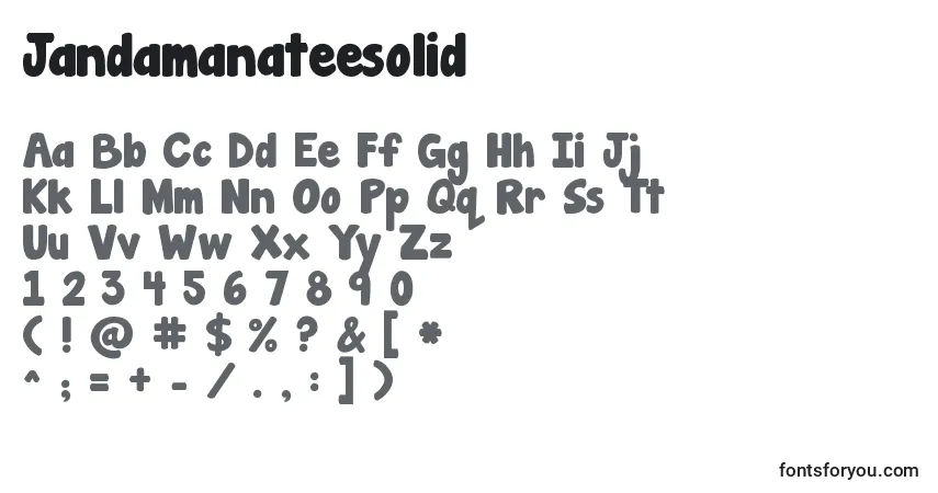 A fonte Jandamanateesolid – alfabeto, números, caracteres especiais