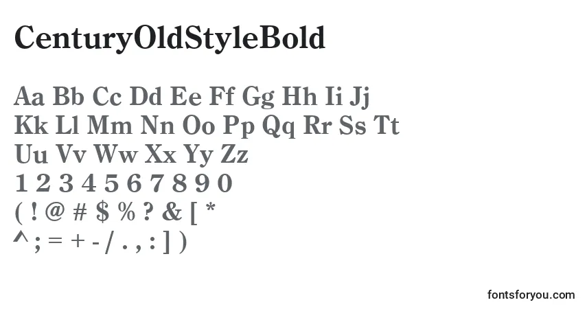 Czcionka CenturyOldStyleBold – alfabet, cyfry, specjalne znaki