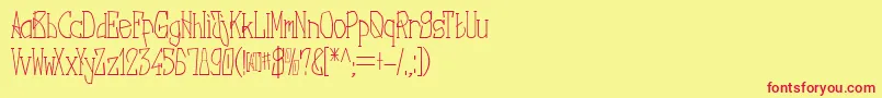 フォントNebulaRegular – 赤い文字の黄色い背景