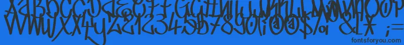 TagCre-Schriftart – Schwarze Schriften auf blauem Hintergrund