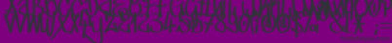 TagCre-Schriftart – Schwarze Schriften auf violettem Hintergrund